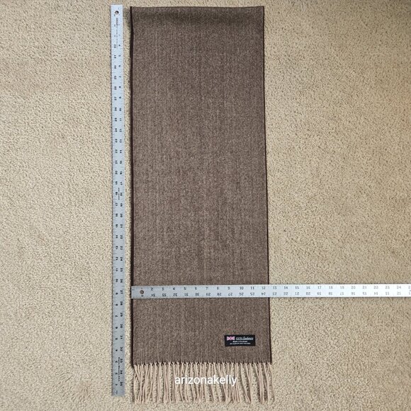 NWOT Cashmere Herringbone Scarf Brown & Creme Made in Scotland - Picture 2 of 8